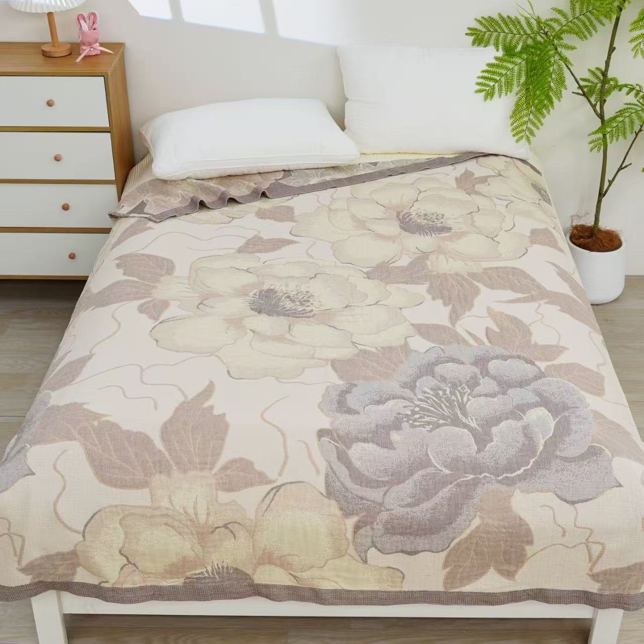 床盖【年华】1.5X2米 高端轻奢单人亲肤四季休闲毯床盖毯