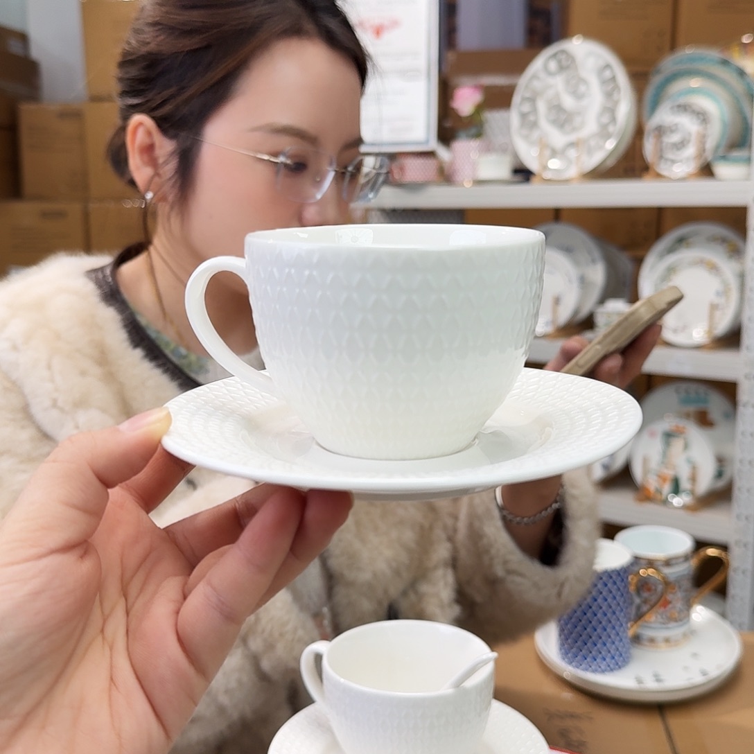 骨瓷骨瓷220ml咖啡杯碟2套（6件）