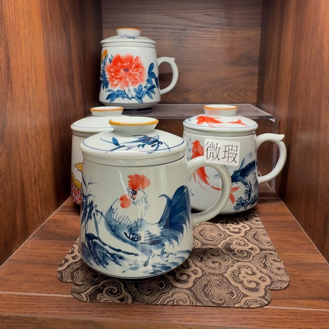 釉下手绘茶具微瑕