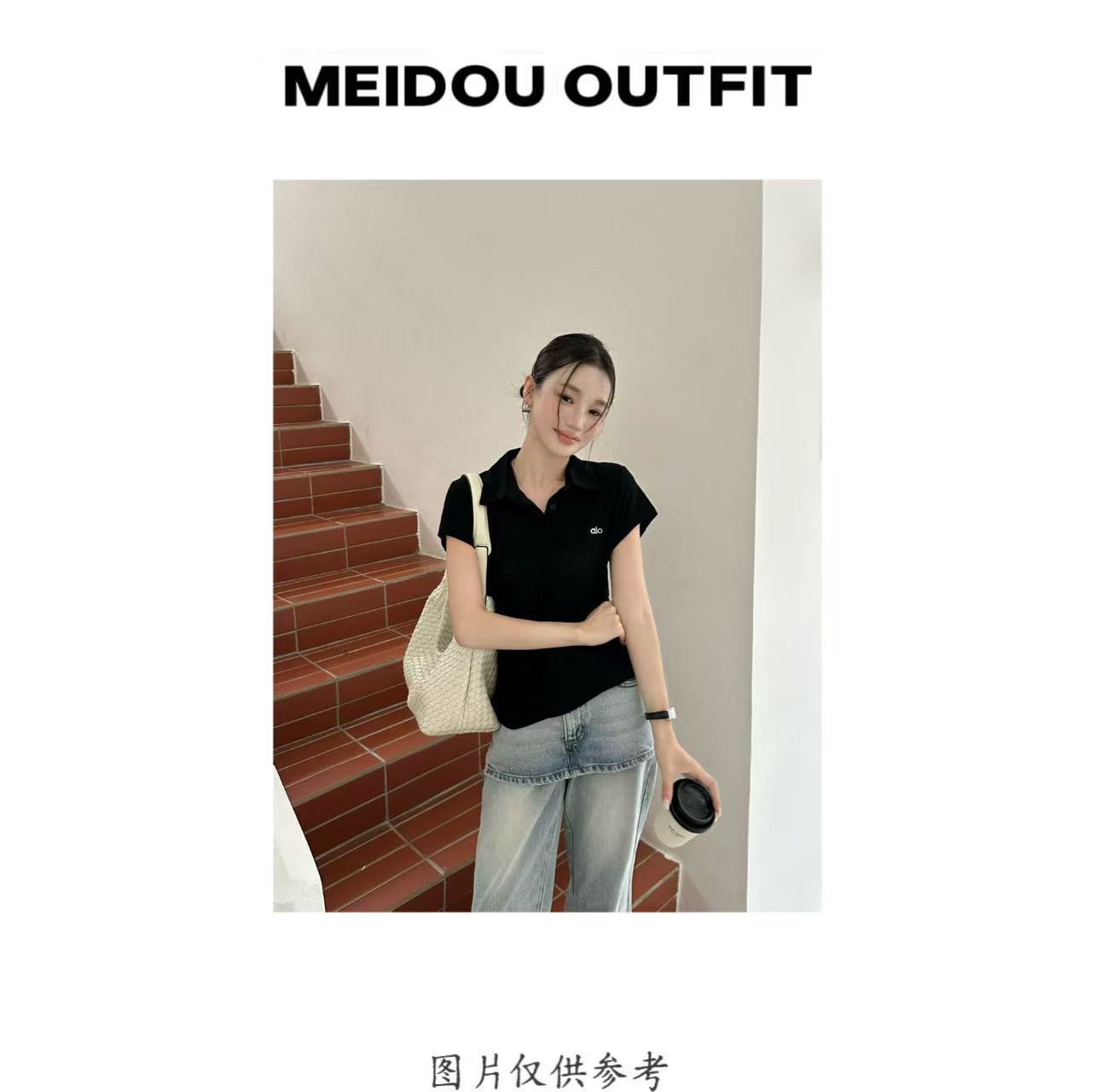 MEIDOU-【POLO领字母T恤】显瘦百搭辣妹修身小众