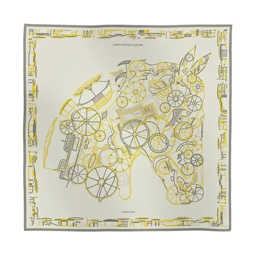 HERMES【国现】女士”马术的错综交叠“桑蚕丝方巾 H004148S
