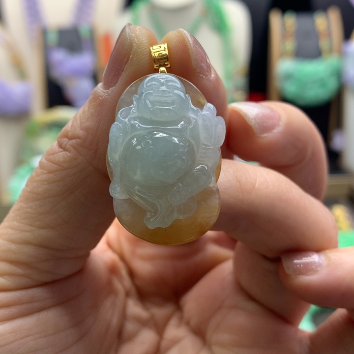 翡翠吊坠(不含链)18K金镶嵌