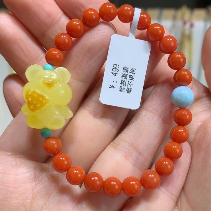 南红玛瑙手链未镶嵌6.5m m