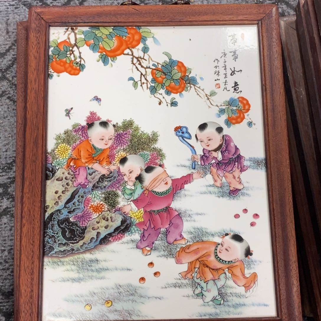 瓷片37*28 景德镇瓷板画柴窑烧制