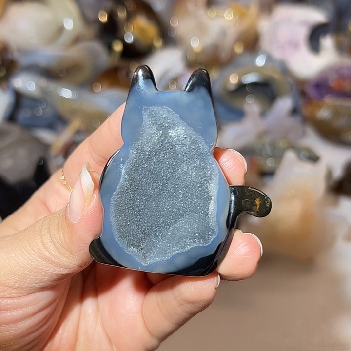 玛瑙/玉髓无未镶嵌傲***猫九眼猫猫