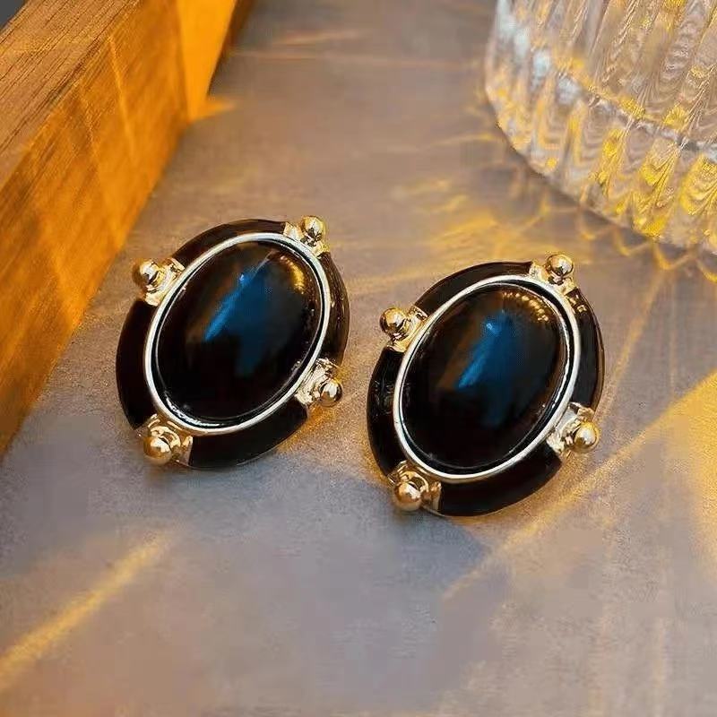 铜合金耳饰 【黑色神秘】气质轻奢时尚复古小众欧美-827