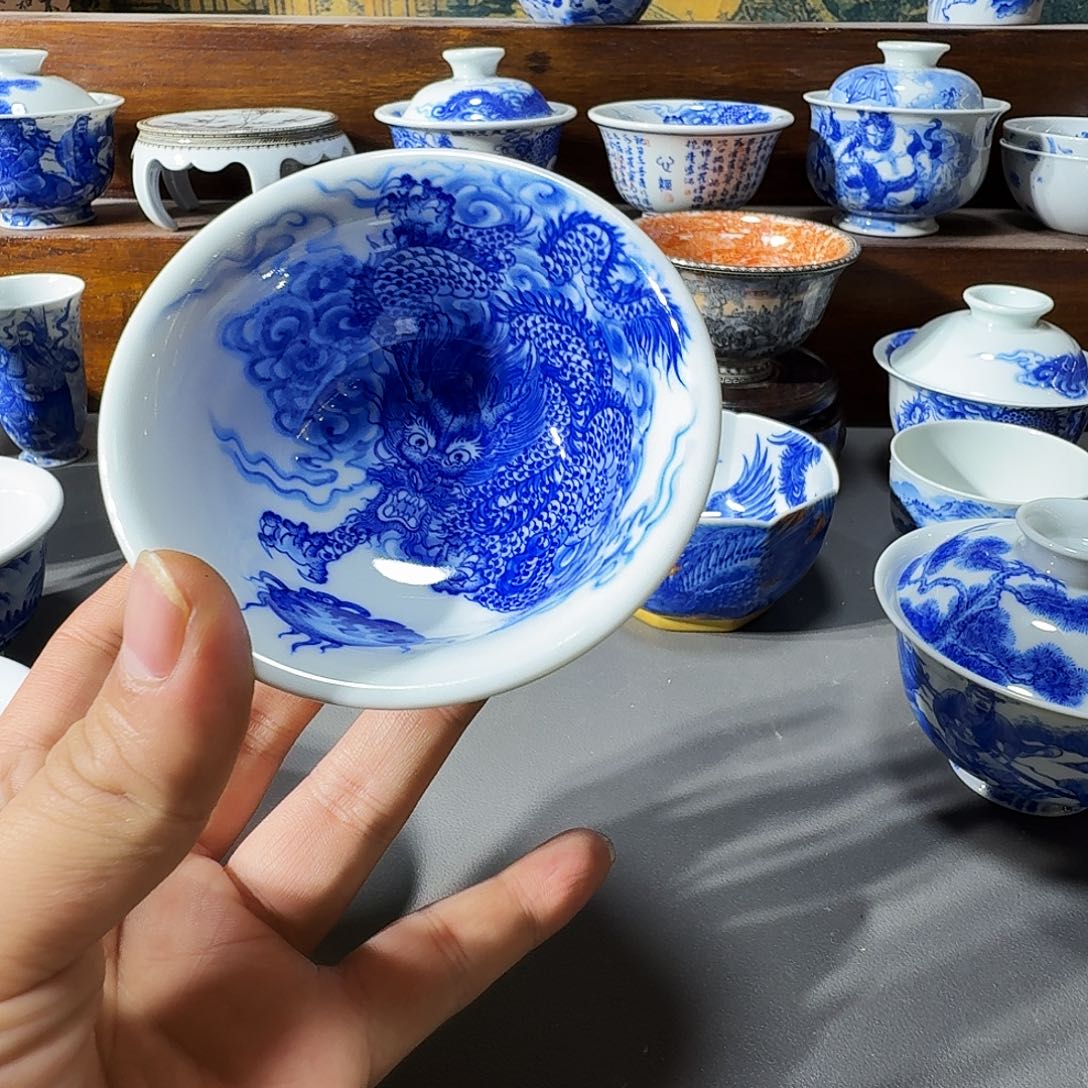 泥塑主人杯手工手绘微微瑕