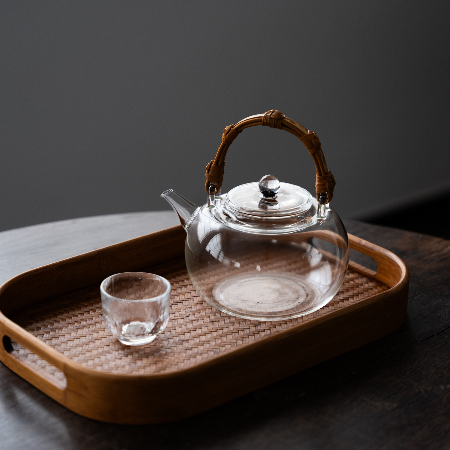 【苹果茶壶】梅妃竹提手壶煮茶壶玻璃壶喝茶道具茶桌摆件