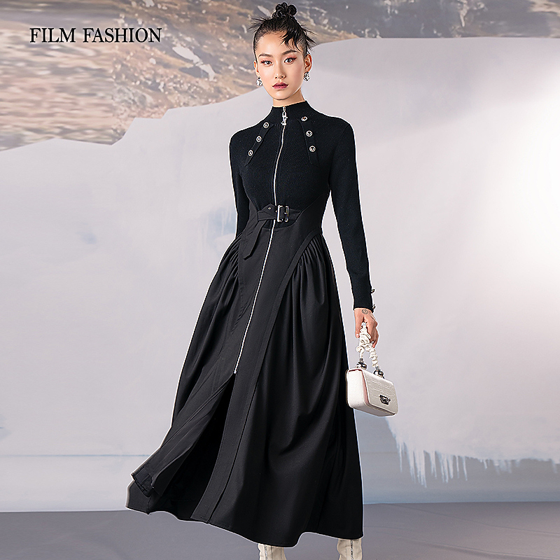 【珊珊专属】新款长款特工毛织连衣裙裙子FEEL143541