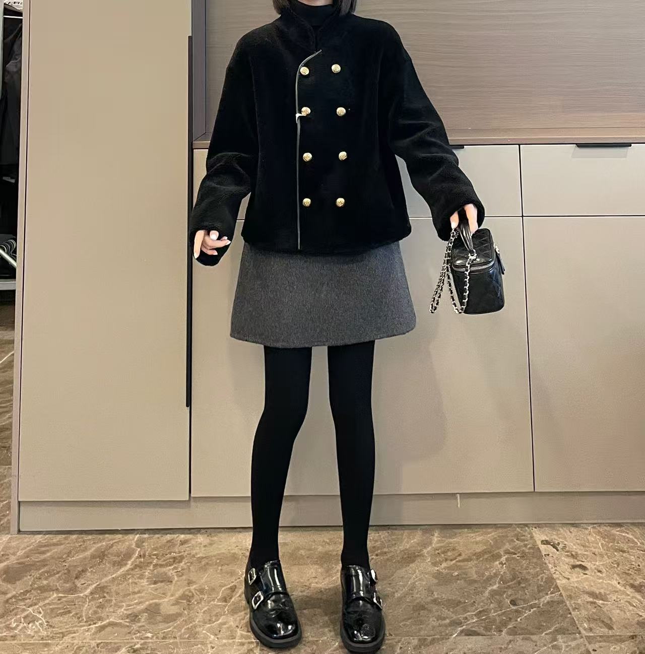 米可/MK-3360ZJ【高级感小香风小金扣外套】时尚休闲冬季新款外套