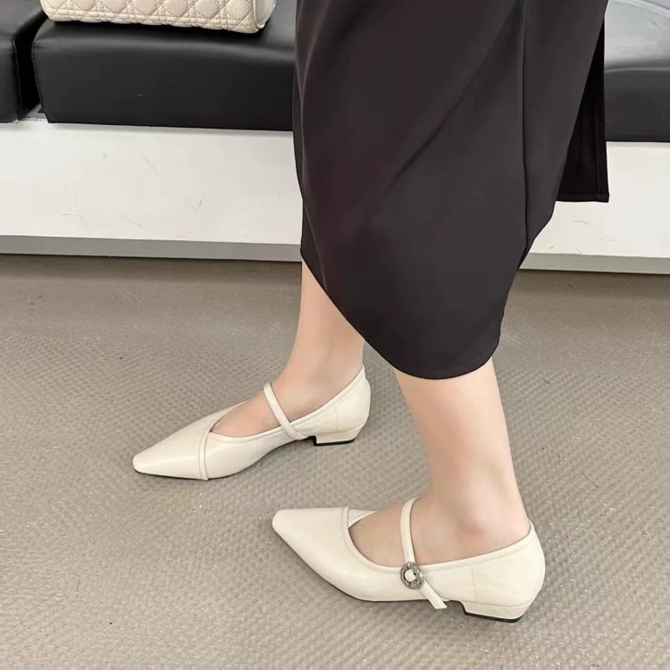 百搭单鞋平底玛丽珍鞋秋季浅口鞋浅口方头复古