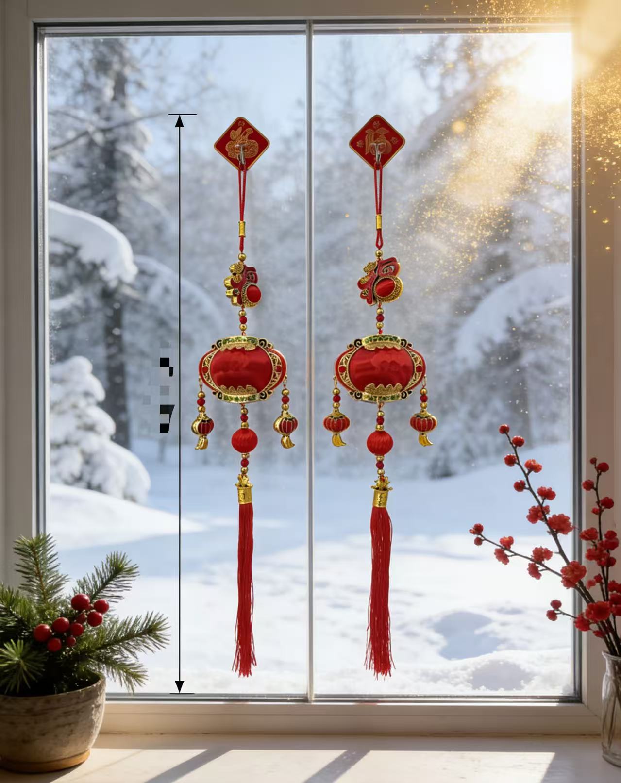 小福字中灯笼【2串】装饰乔迁挂饰布置客厅挂件福字喜庆