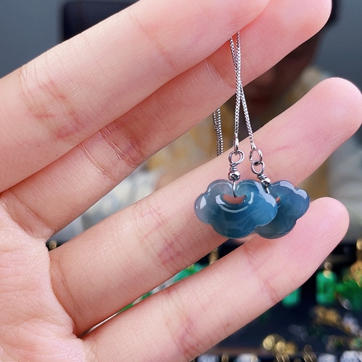 翡翠耳饰银S925镶嵌饰品