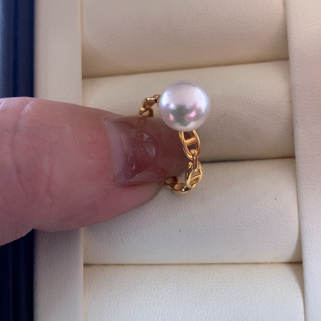 银S925镶嵌海水珍珠戒指