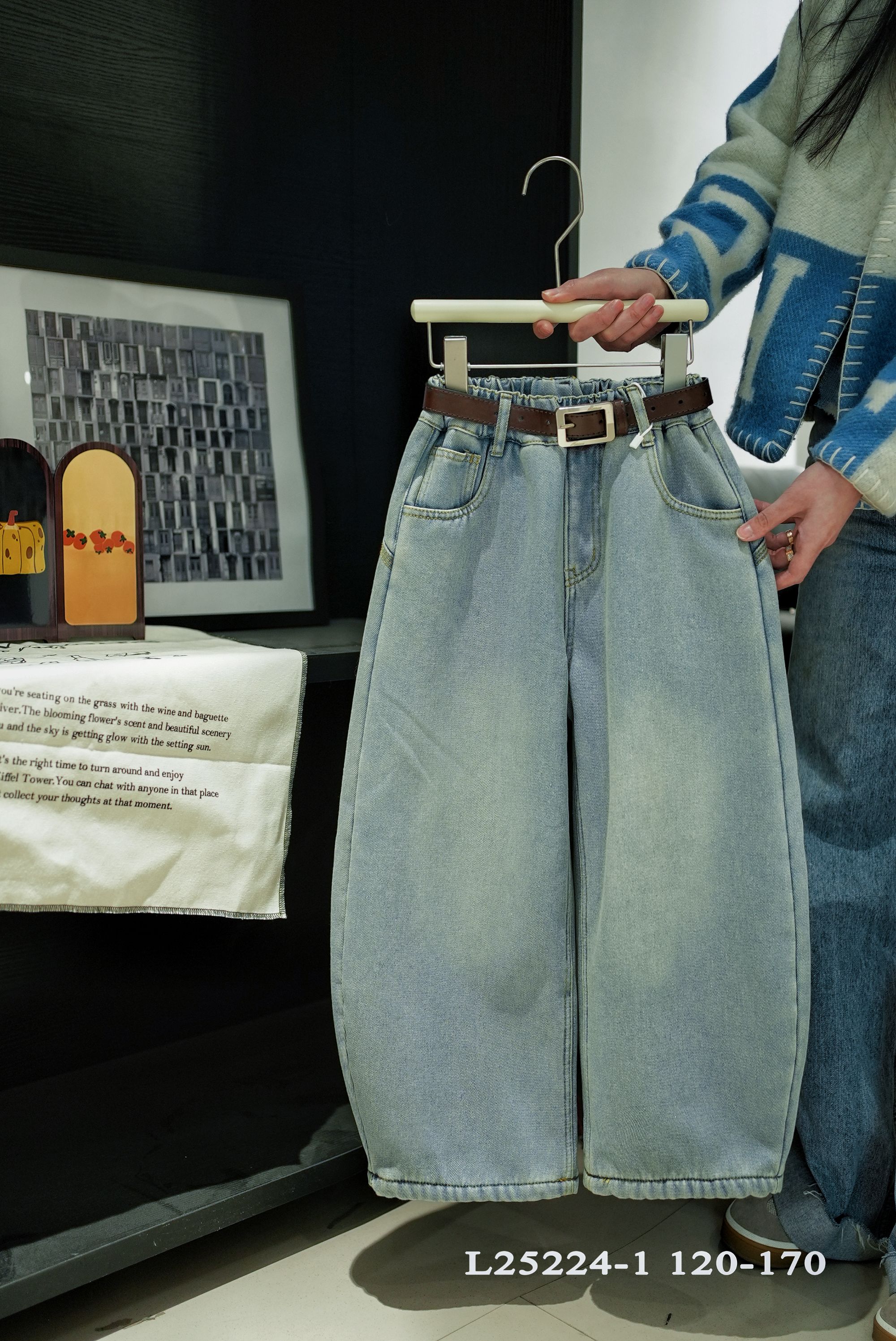 【牛王定制】男童冬季中大童牛仔裤男女同款休闲牛仔裤加绒L25224-1