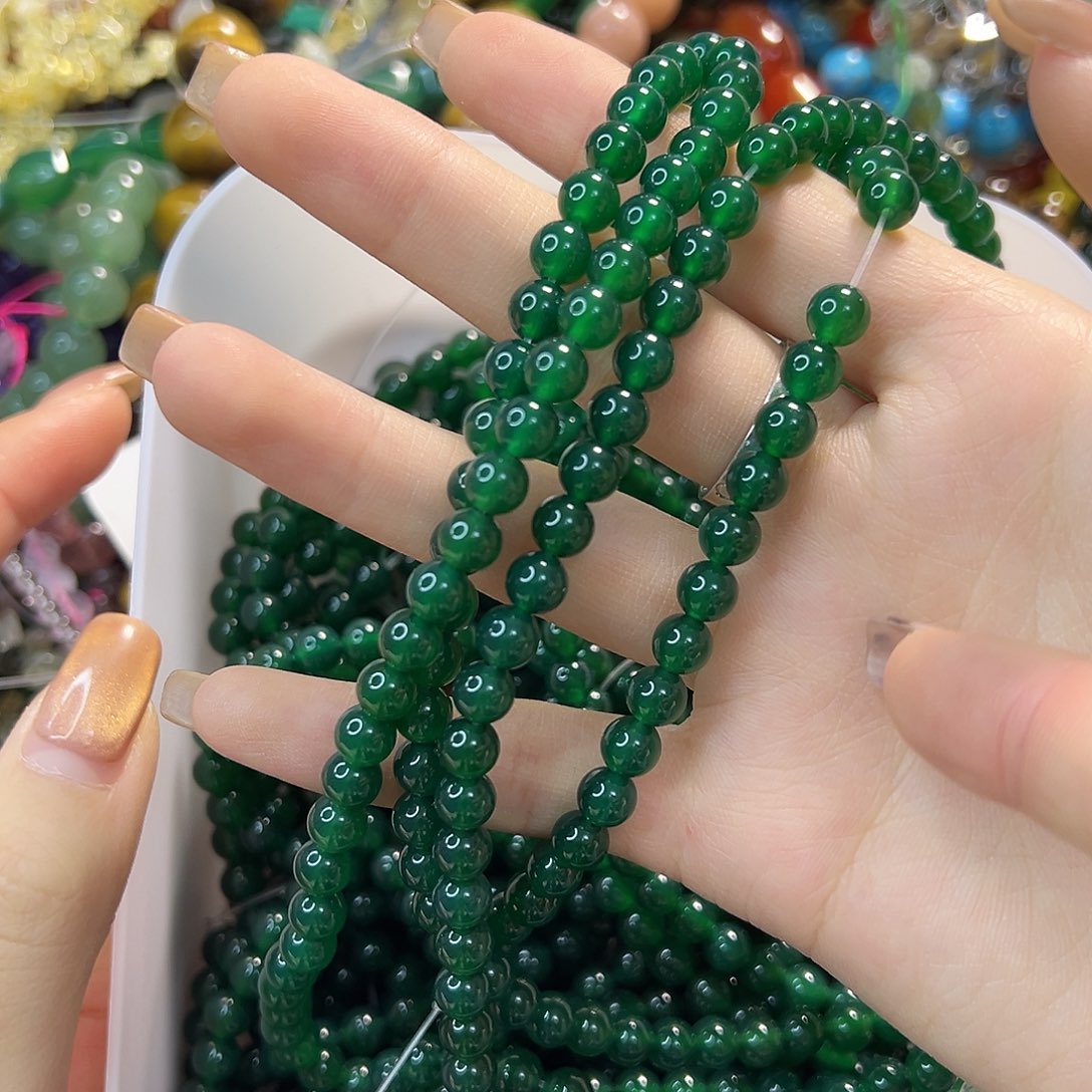 玛瑙/玉髓合金珠宝半成品菠菜绿玛瑙卡6一条