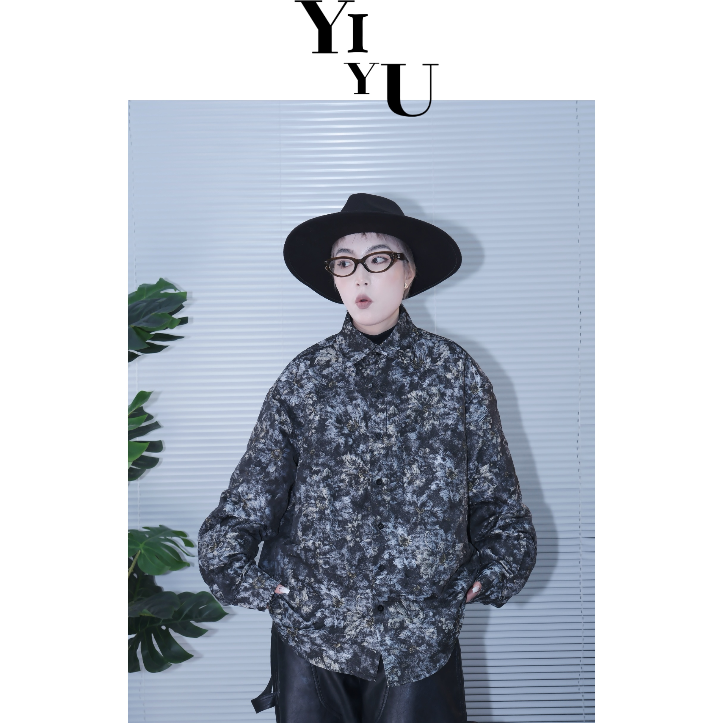 艺遇—2024秋冬新款日系复古宽松阔版提花衬衣小众设计长袖衬衫