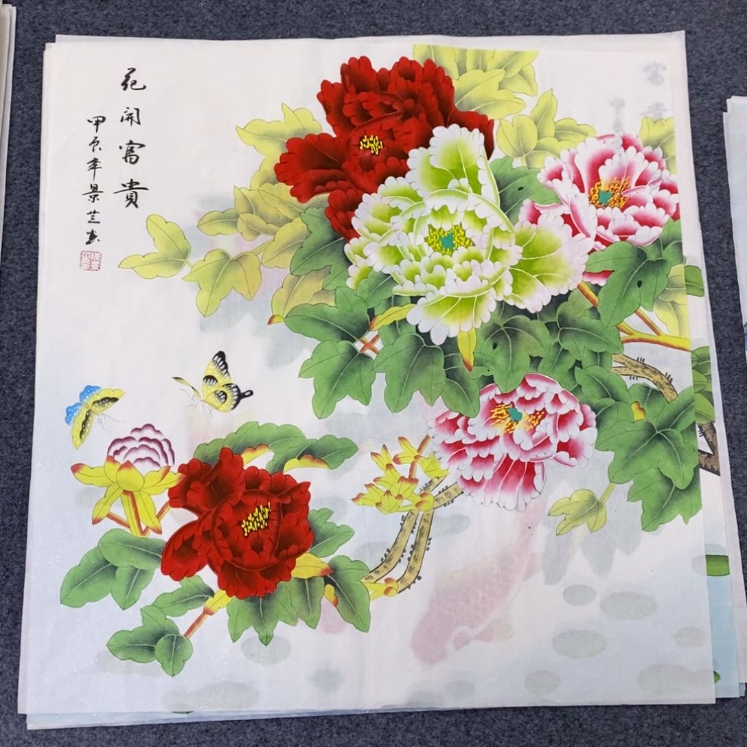 国画尺寸68✖️68四尺手绘工笔斗方