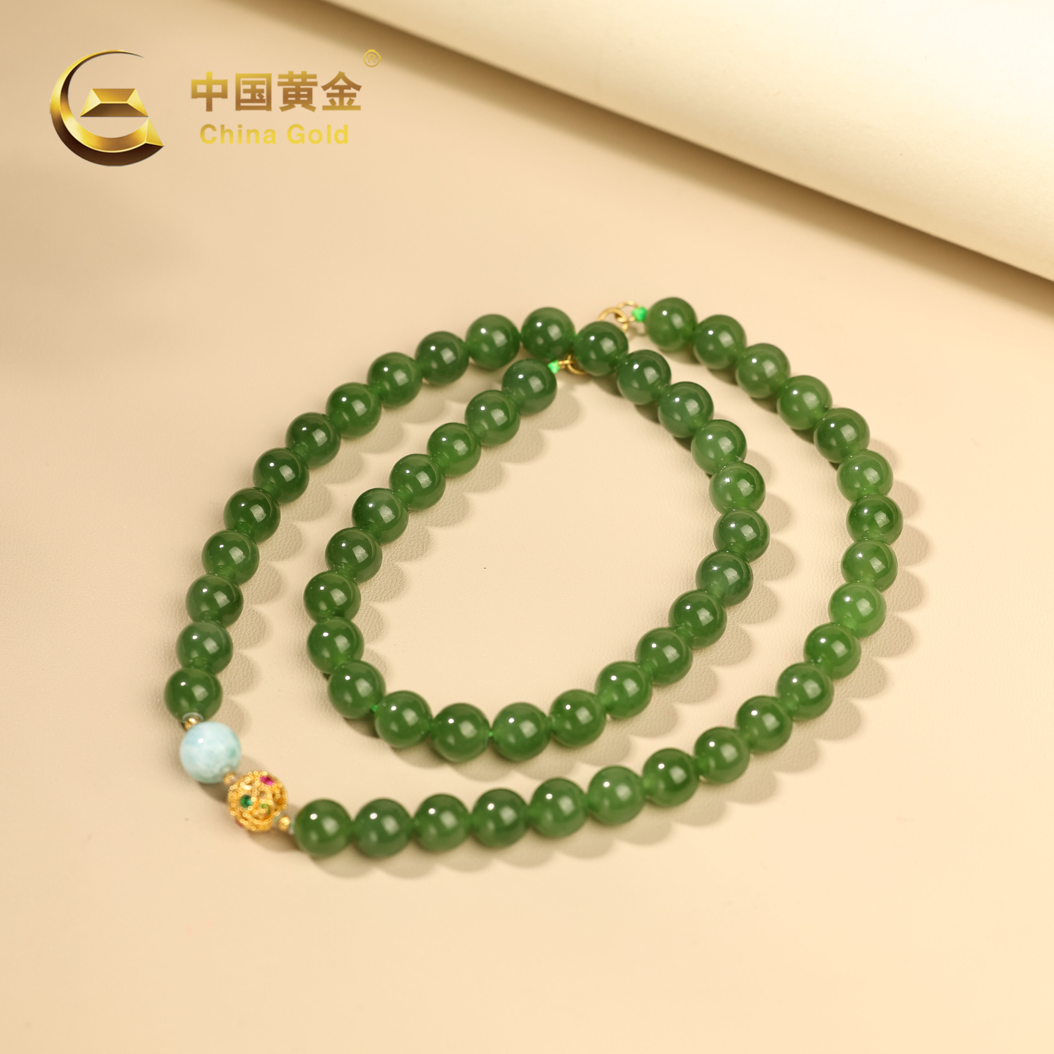  【中国黄金】琅瑄 | 和田玉*项链*18K金镶嵌-X2836-L-Y