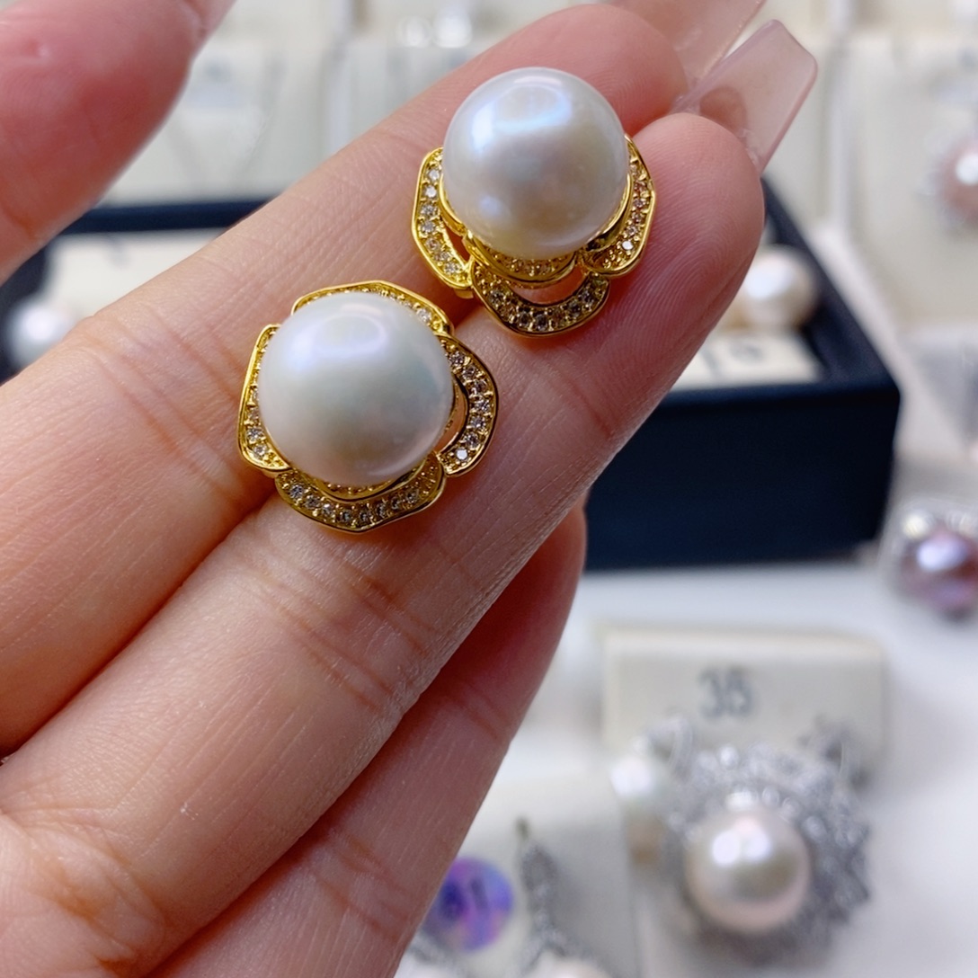 淡水珍珠耳饰合金