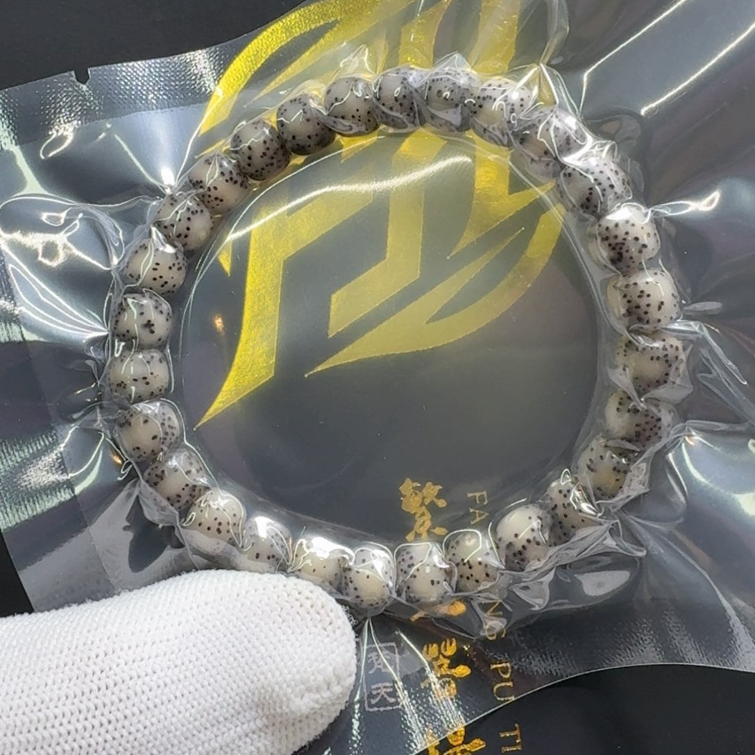 星月菩提吊坠一物一图2灰玻璃双留白8左右单圈