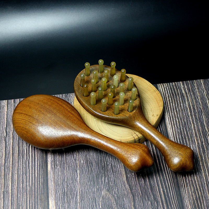 羊角按摩梳头部经络梳檀木梳子羊角齿养发护发头疗梳