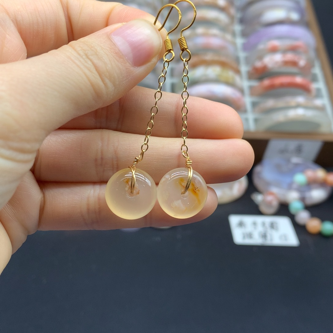 【闪购商品】玛瑙/玉髓耳钉未镶嵌