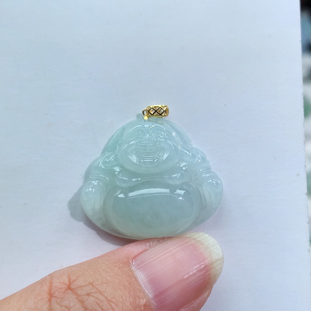 翡翠颈饰18K金镶嵌佛公