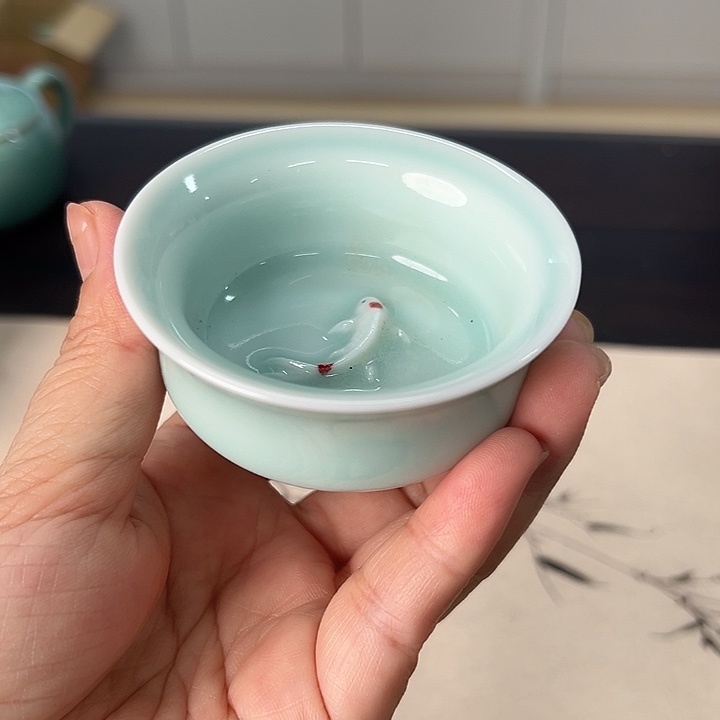 龙泉云间青瓷小米茶器