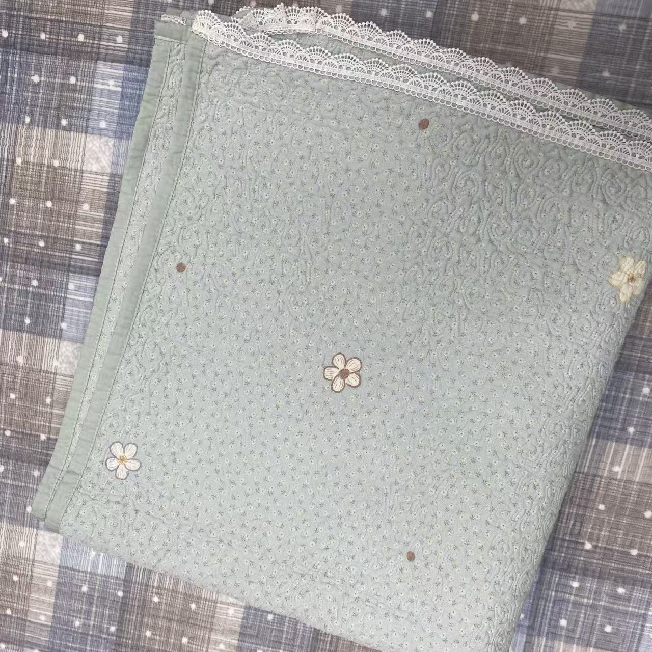 双面莱赛尔天丝床盖绗缝防滑双面床盖四季通用