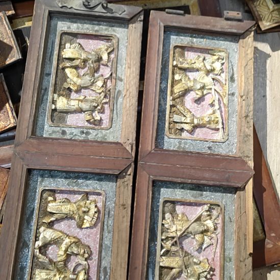 喜***间香榧木老木雕老花板一套四片