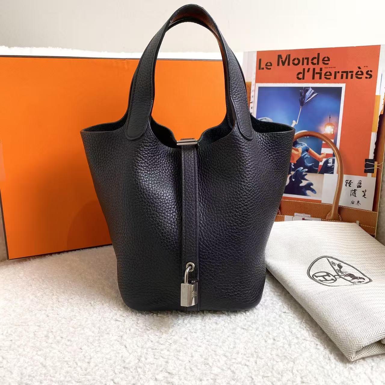 99新 Hermes/爱马仕 黑银菜篮子18/61746270/12期免息/代卖服务