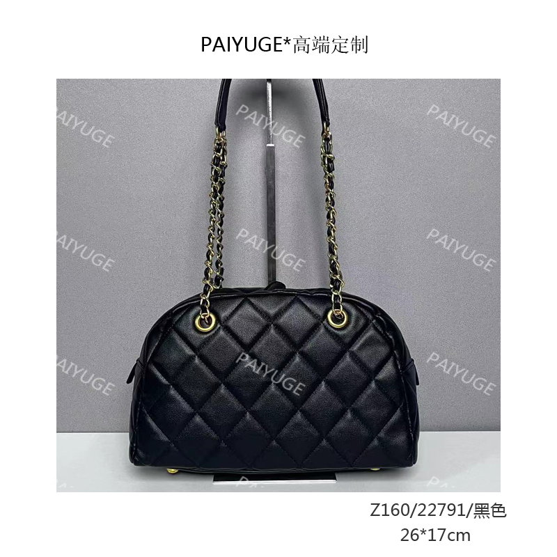 Z160/22791/黑色 paiyuge高端订制女士手提包单肩斜挎包1818孤品
