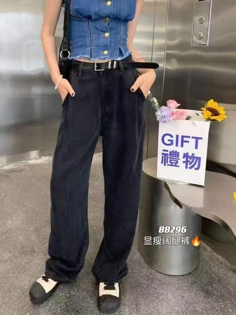 【慕妍专属】88296（裤长100）夏季薄款小个子莱赛尔天丝直筒牛仔裤