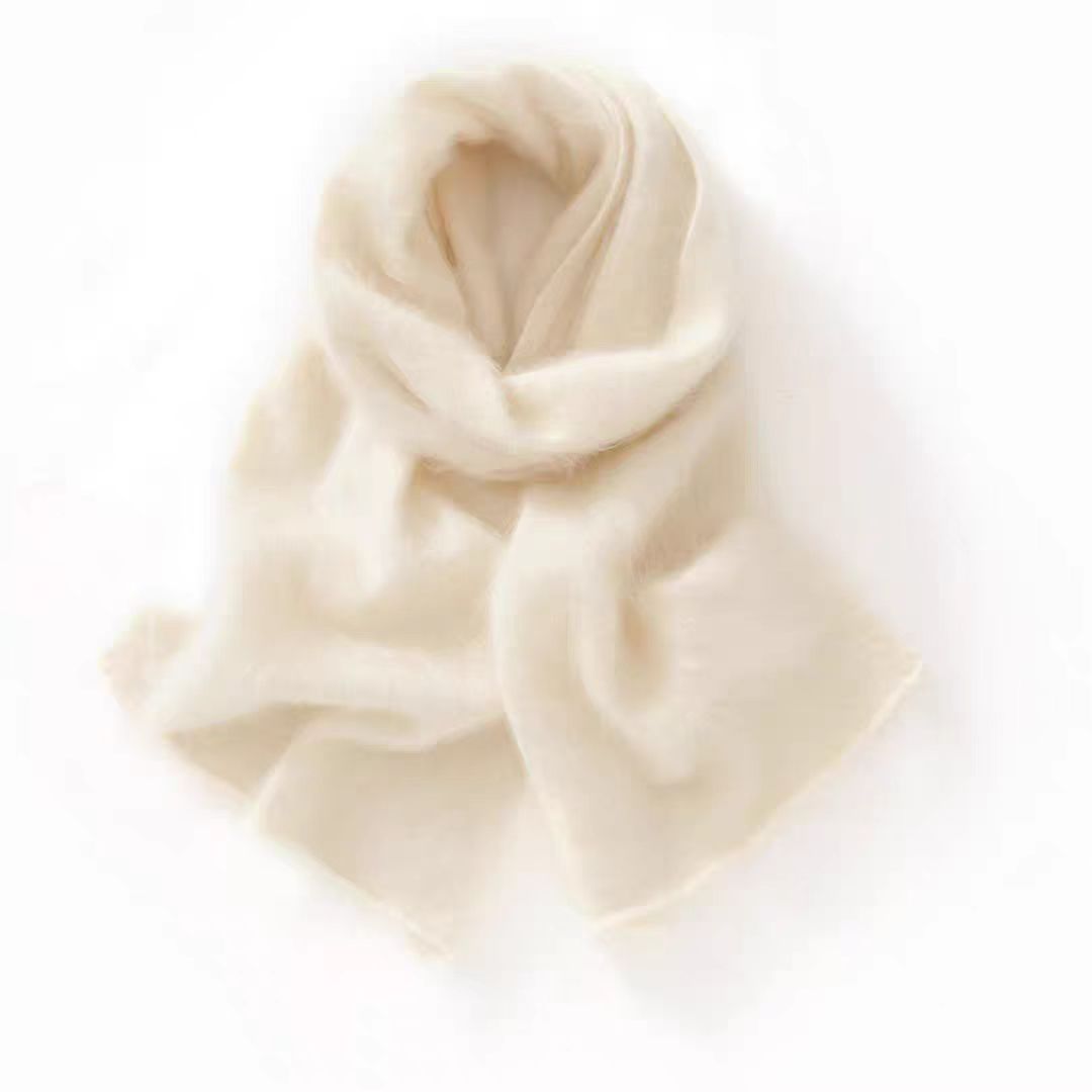 秋冬软糯拉绒围巾冬款百搭针织保暖围脖温柔风