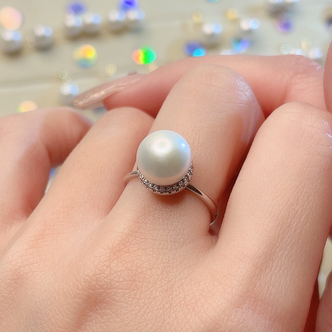 淡水珍珠戒指银S925镶嵌