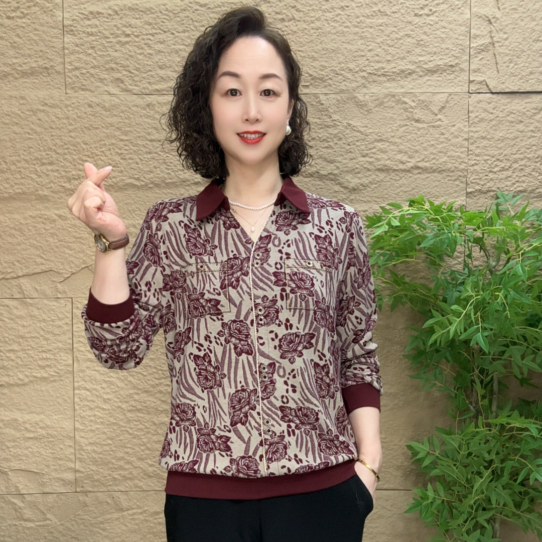 妈妈装流行时尚潮牌女装宽松秋装女士欧若拉独特漂亮休闲长袖百搭