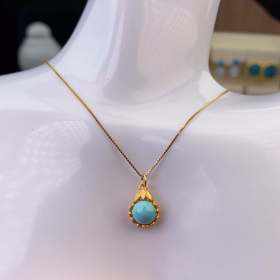 绿松石银S925镶嵌颈饰