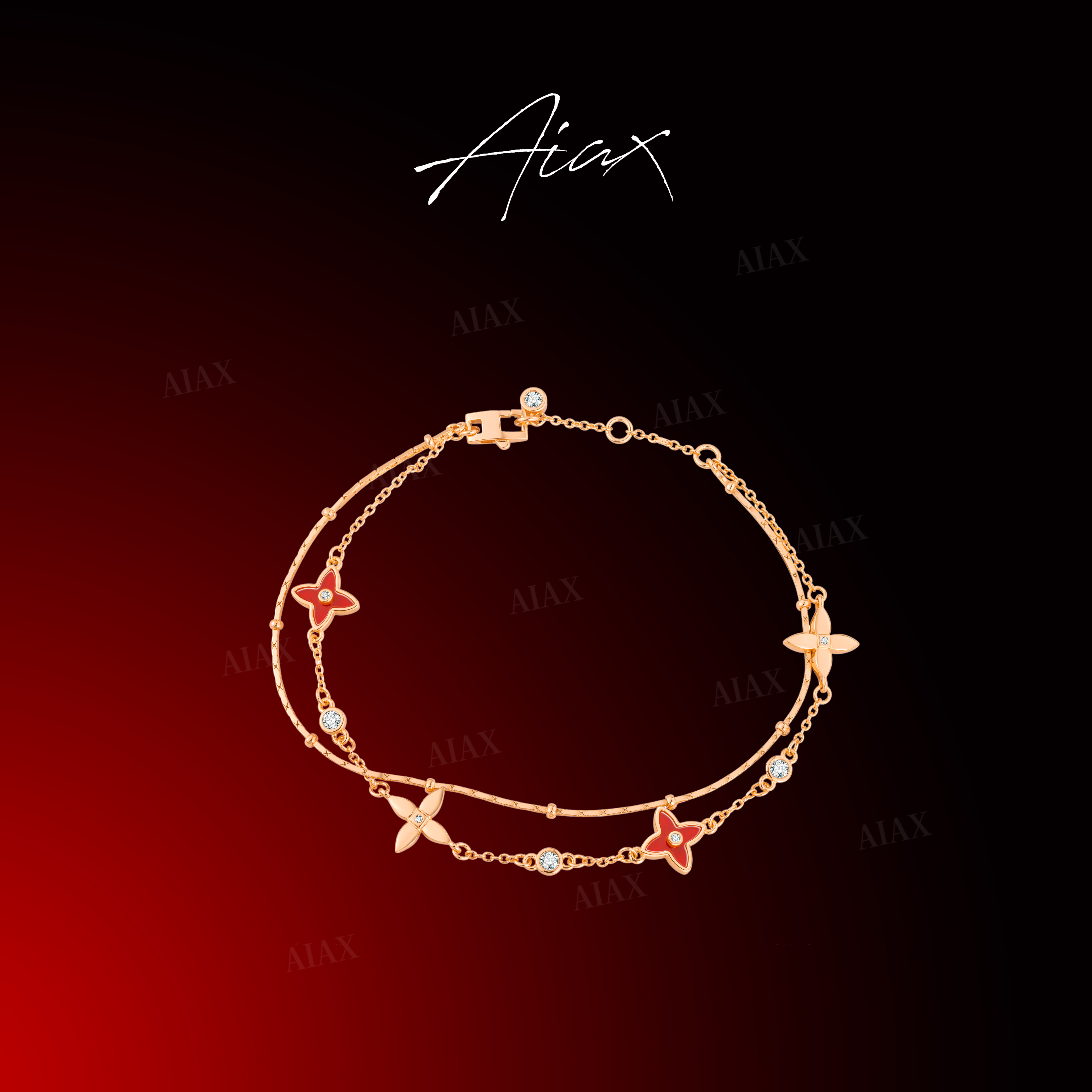 铜合金合成锆石手链 AIAX 【幸运链】招财经典四叶手链TSS7219