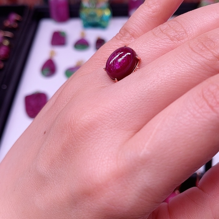 红宝石戒指银S925镶嵌