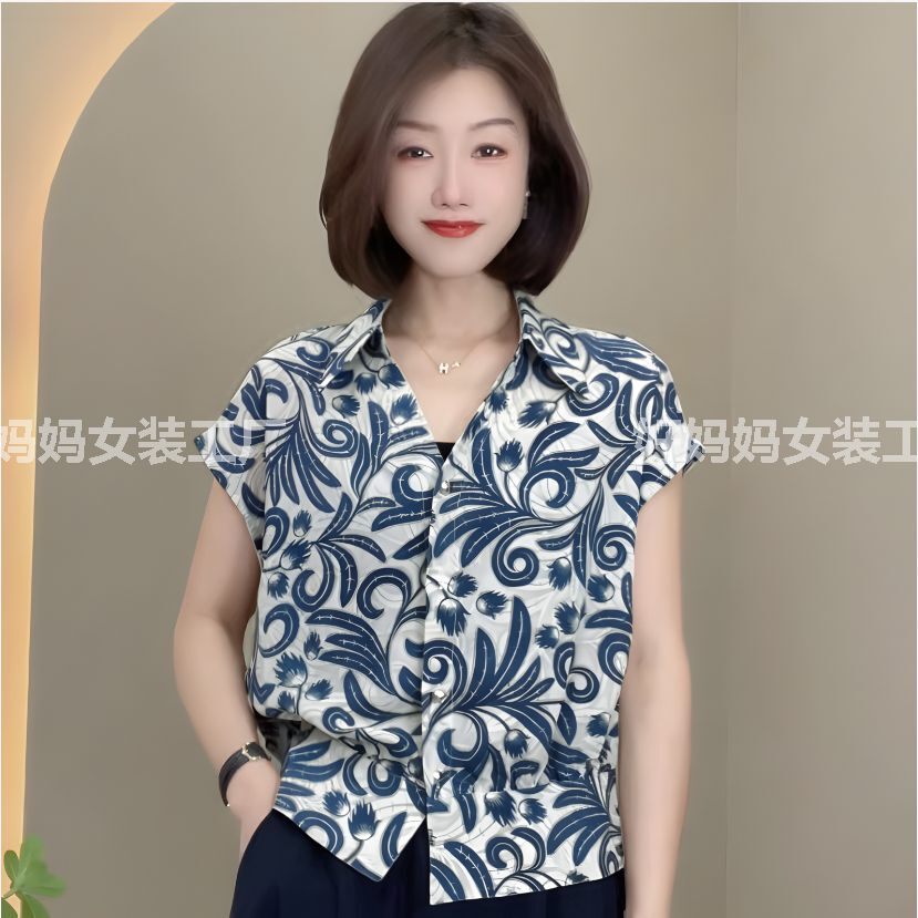 S193T恤短袖中老年新款夏季纹路短袖新设计感宽松气质时尚背心