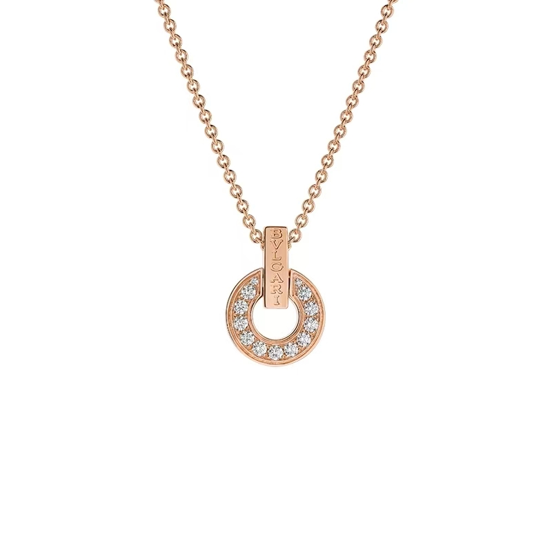 99新 BVLGARI/宝格丽 18K玫瑰金铜钱币满钻项链CL858774-357312