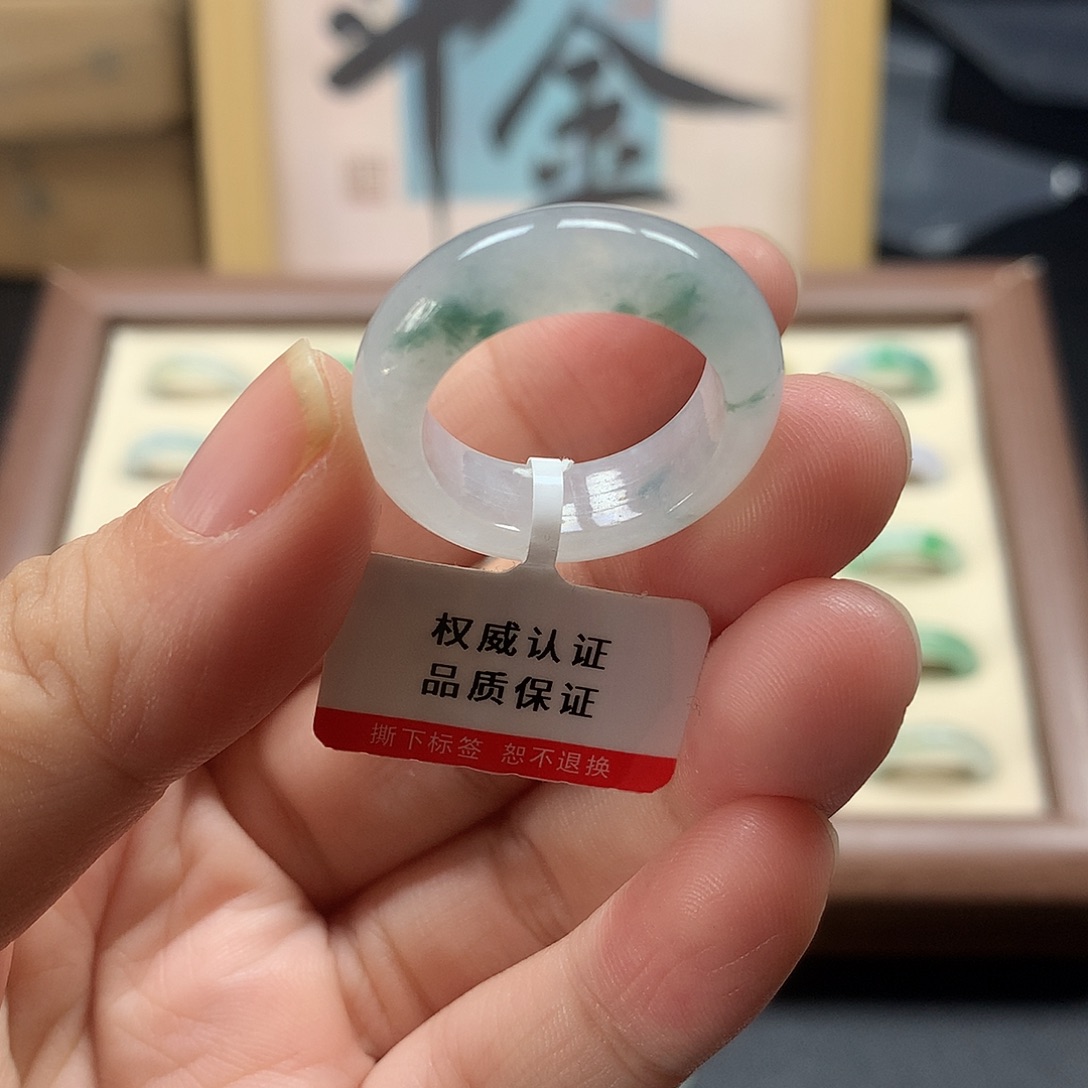翡翠未镶嵌戒指缅甸翡翠A货-17圈