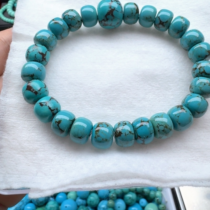 卡10/8左右绿网花纹老型手串