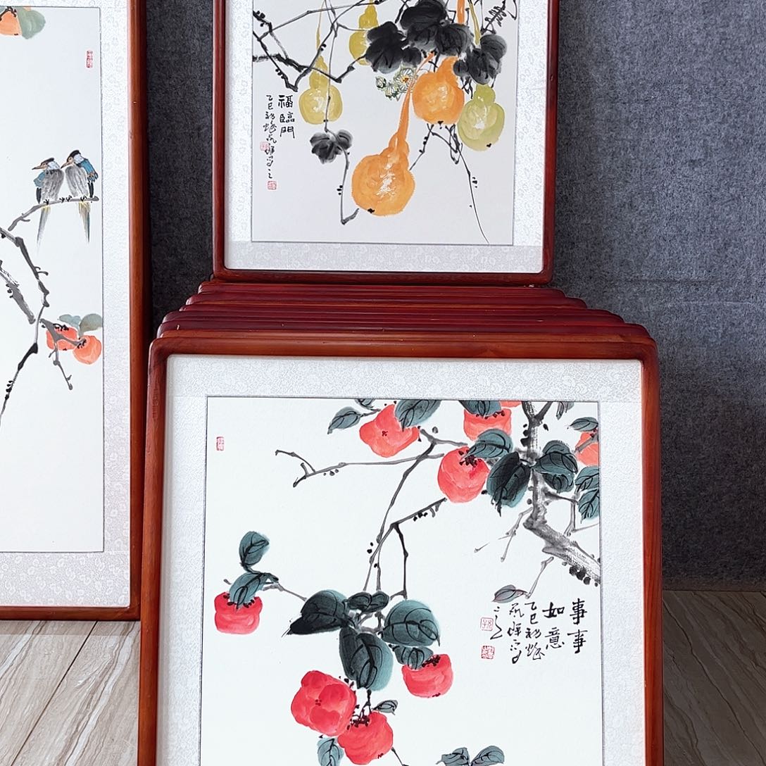 国画书画作品带框63×63