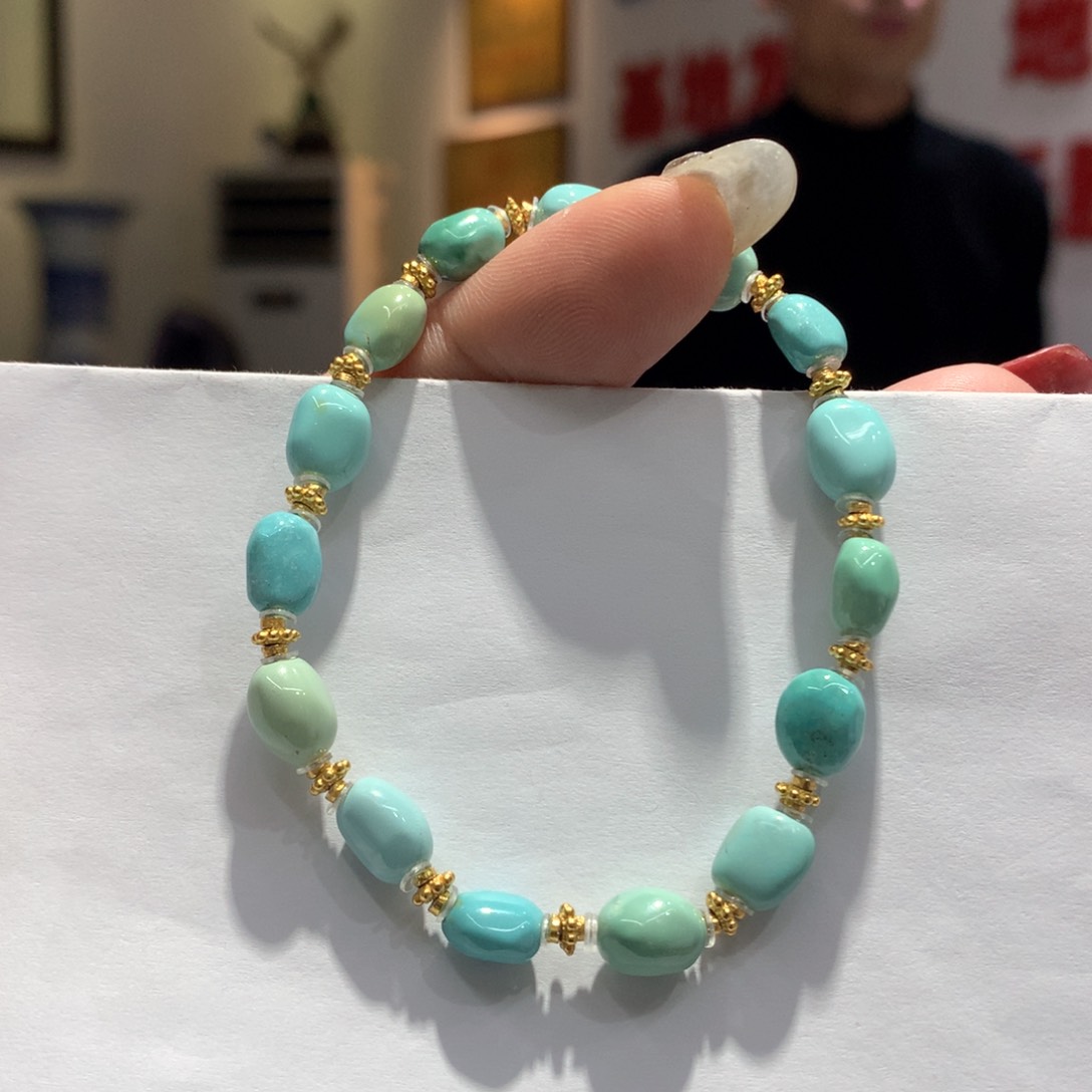 绿松石单圈银S925镶嵌