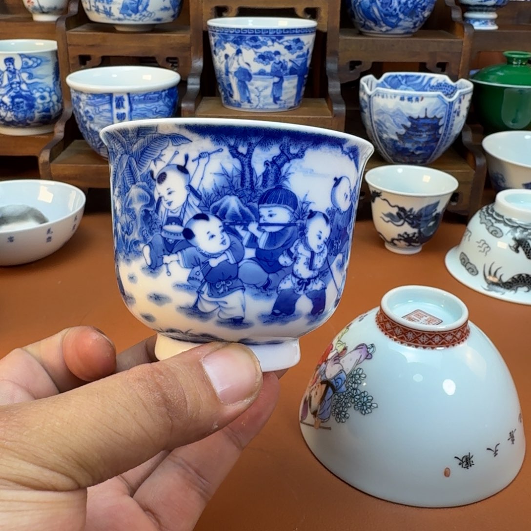 对***情陶杯子景德镇全手工手绘陶瓷