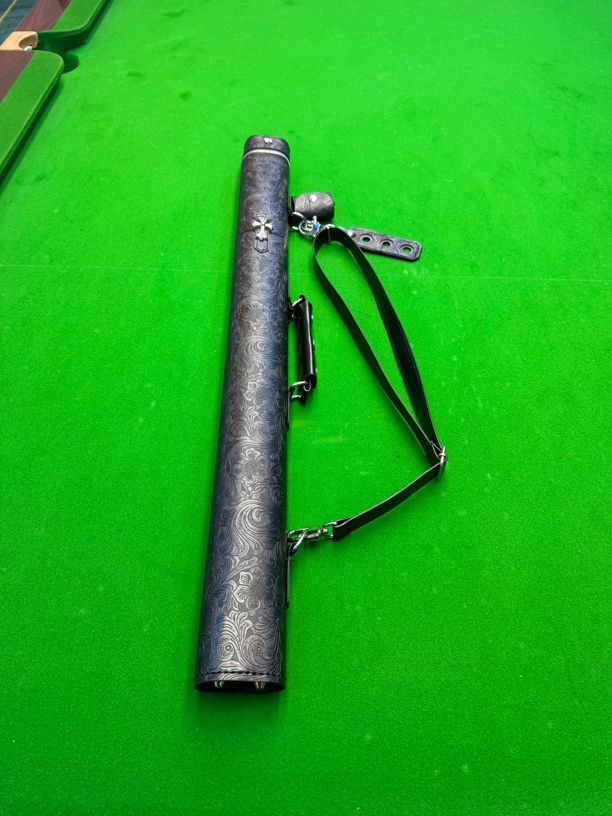 高端手工真皮台球杆桶双槽设计便携收纳