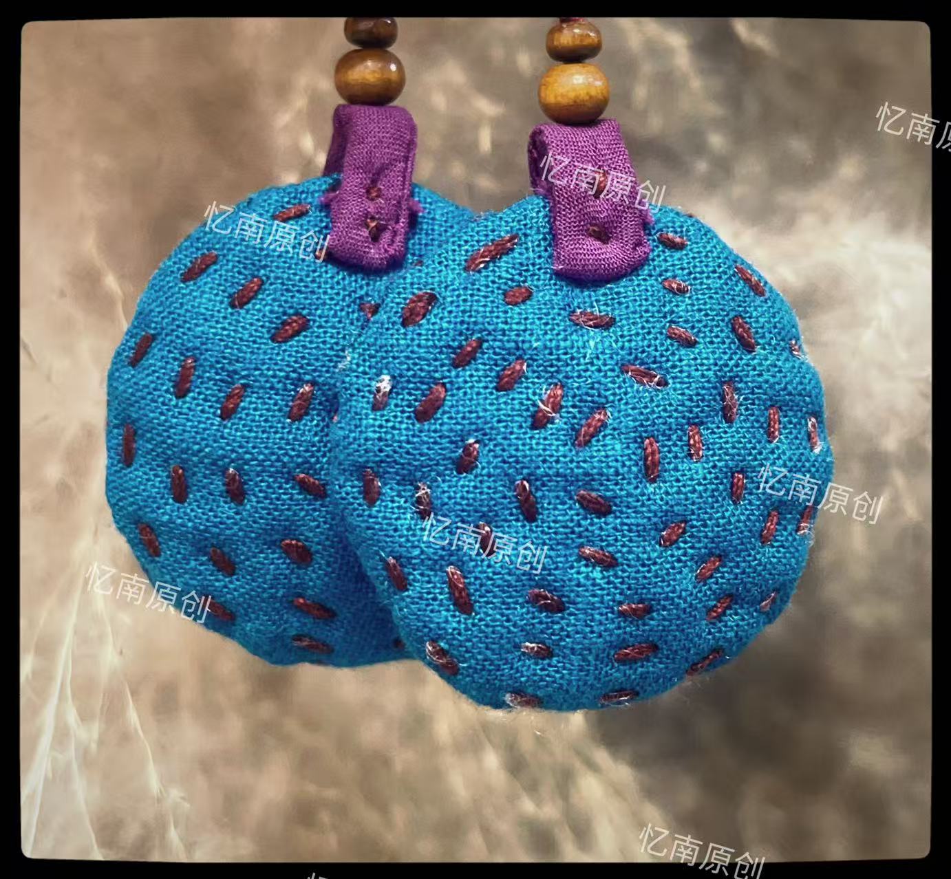 非金属布艺耳饰 手工刺绣布艺耳饰