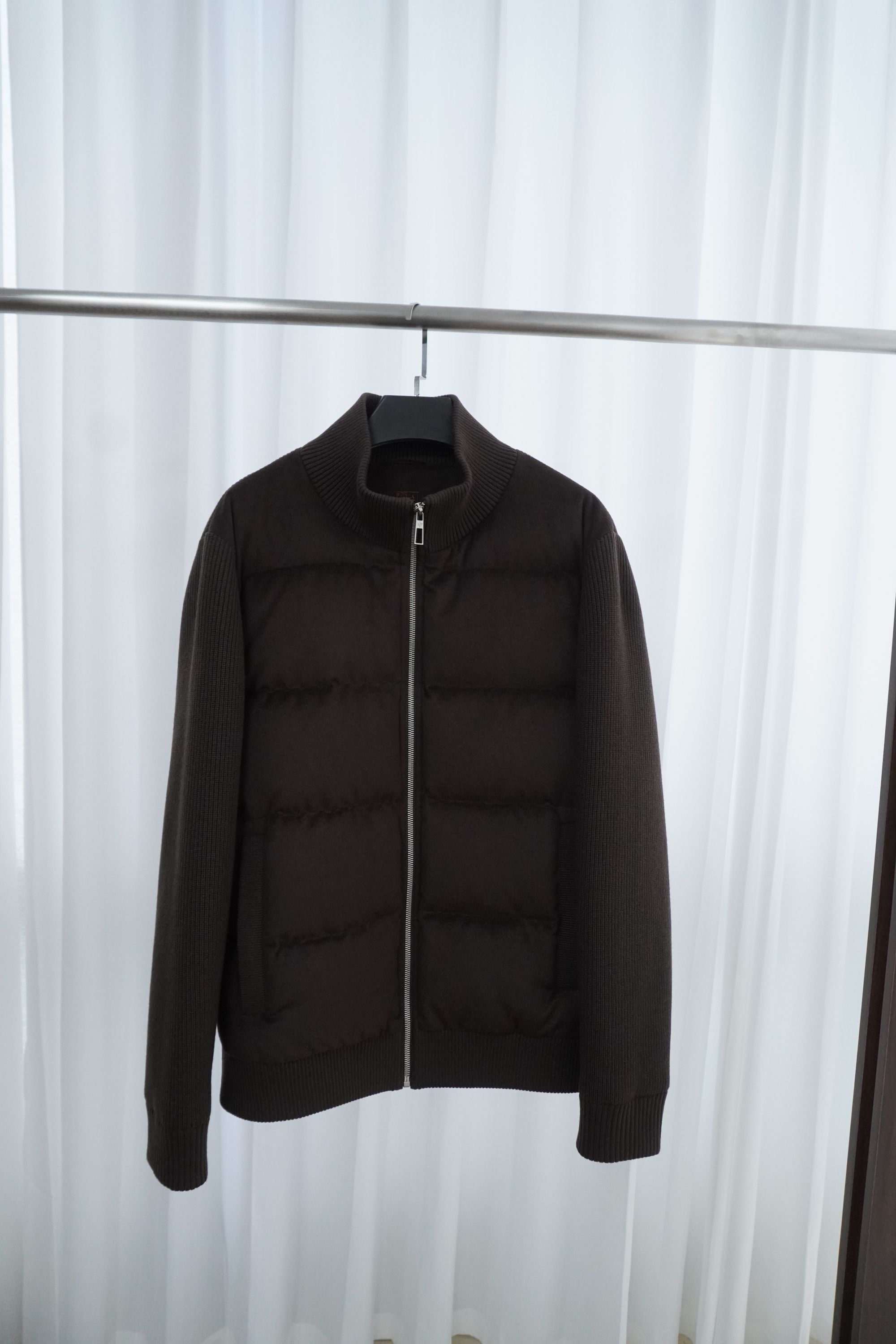 (全新未使用)LP-16891格纹开衫冬季加厚拼接保暖羽绒